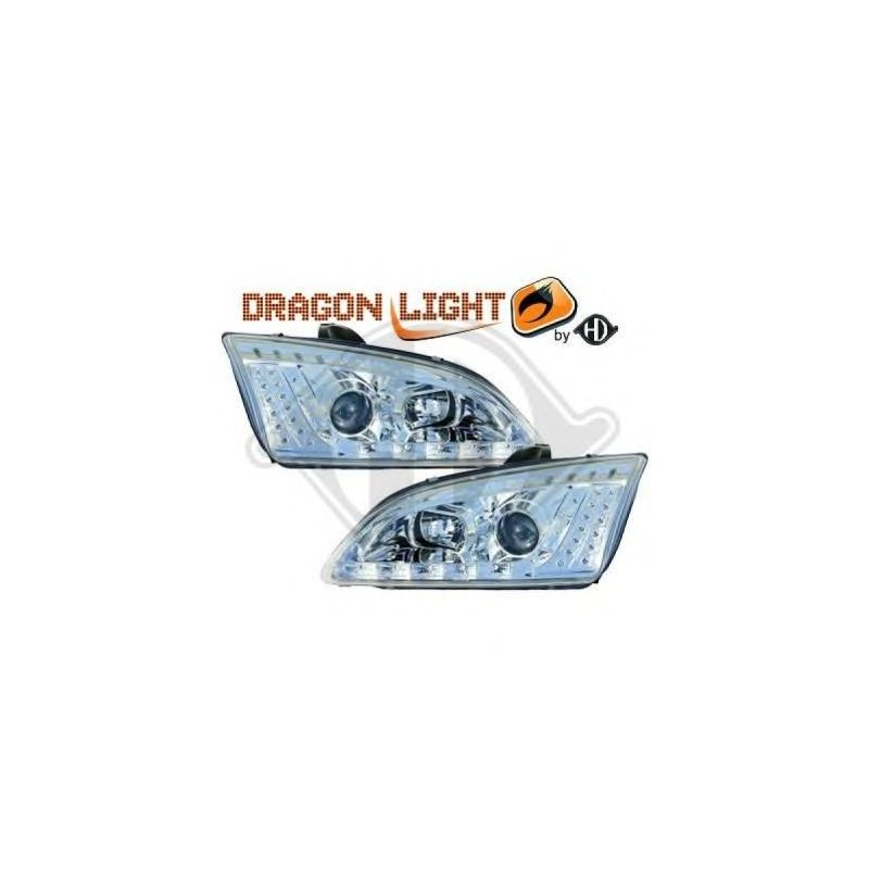 phares à LED diurnes, DragonLights, chrome     FOCUS  