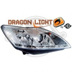  phares à LED diurnes, DragonLights, chrome   FOCUS, 