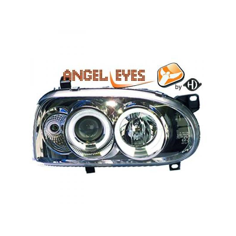 phares design, chrome, H1/H1, régl. électr., anneaux     GOLF,