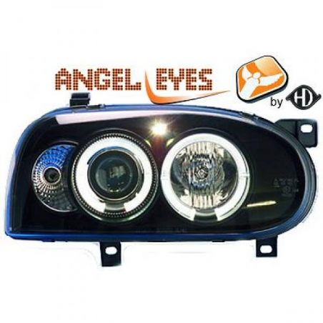 phares design, noir, H1/H1, régl. électr., anneaux GOLF, phares design, noir, H1/H1, régl. électr., anneaux GOLF,