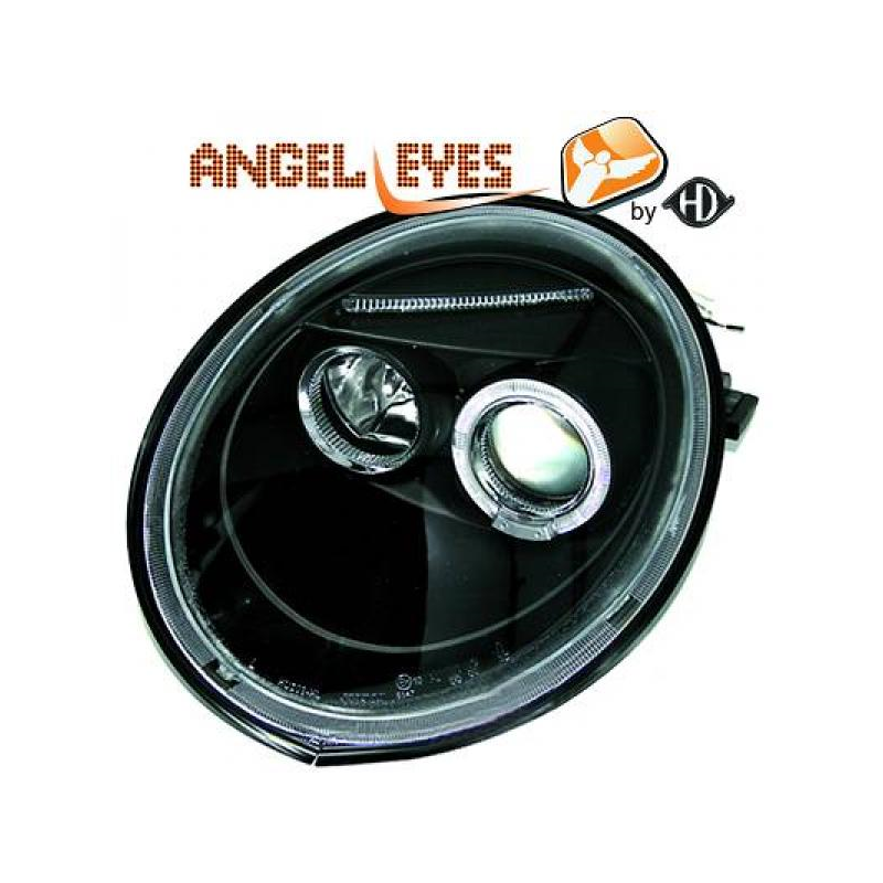 phares design, noir,  H1/H1, règl. électr., anneaux      BEETLE,