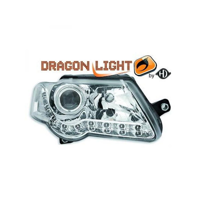 fari con LED diurni, DragonLights, chrome, con corretta. faro PASSAT 3C,