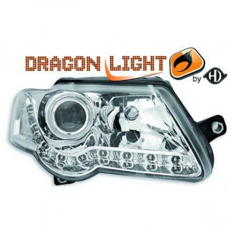 fari con LED diurni, DragonLights, chrome, con corretta. faro PASSAT 3C,