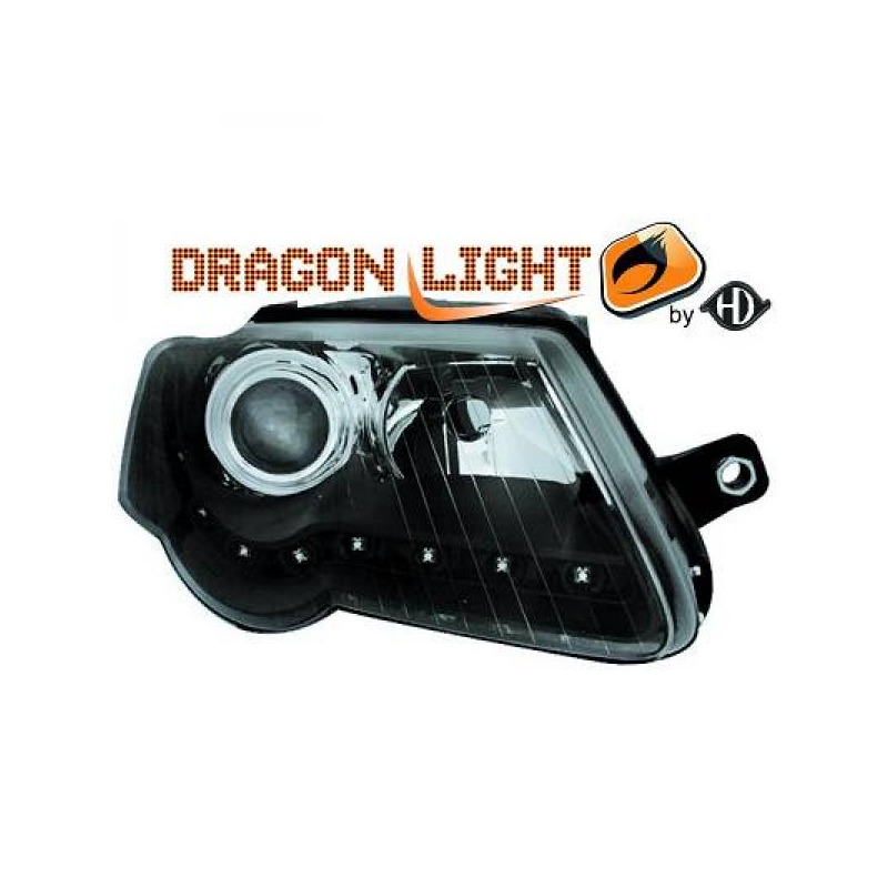 fari con LED diurni, DragonLights, nero, con corretta. faro PASSAT 3C,