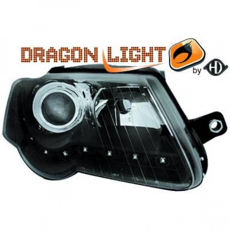 fari con LED diurni, DragonLights, nero, con corretta. faro PASSAT 3C,