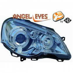 phares design, noir, H1/H1,  pour régl. électr., avec clign., anneaux   POLO