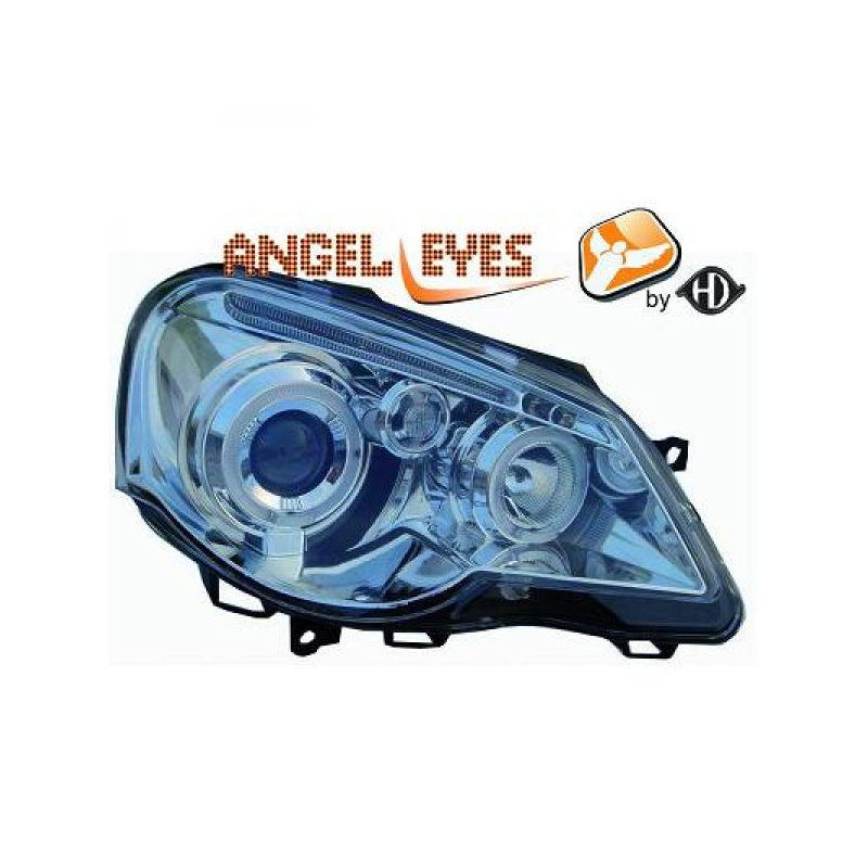 phares design, noir, H1/H1,  pour régl. électr., avec clign., anneaux   POLO