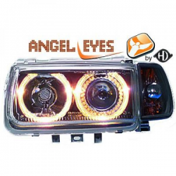 phares design, noir, H7+H7, clign., règl. électr., DE + anneaux       POLO, 