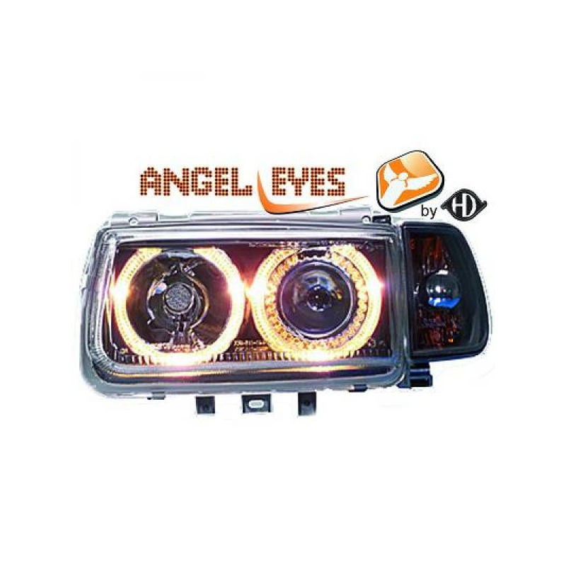 phares design, noir, H7+H7, clign., règl. électr., DE + anneaux       POLO, 