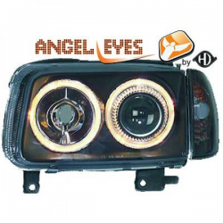 phares design, noir, clign., H7/H7, règl. électr., anneaux      POLO, 