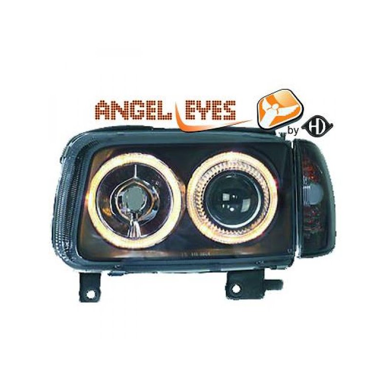 phares design, noir, clign., H7/H7, règl. électr., anneaux      POLO, 