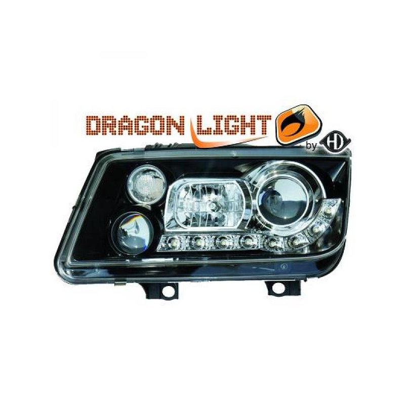 fari con LED diurni, DragonLights, nero BORA,