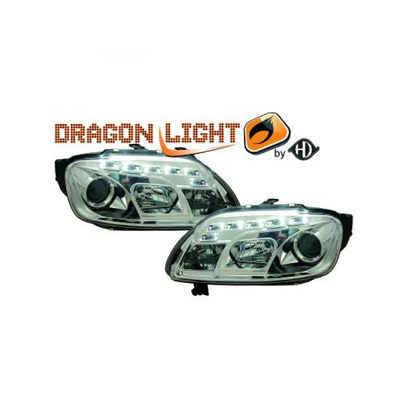 fari con LED diurni, DragonLights, chrome TOURAN,