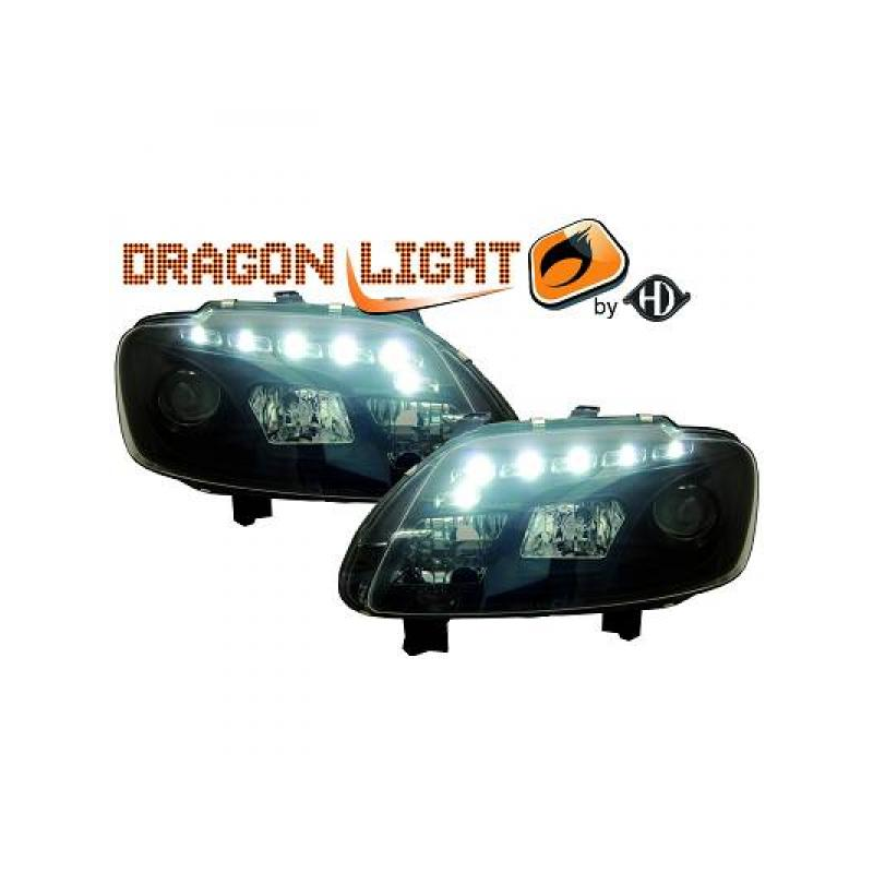 fari con LED diurni, DragonLights, nero TOURAN,