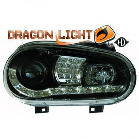 fari con LED diurni, DragonLights, nero GOLF 4