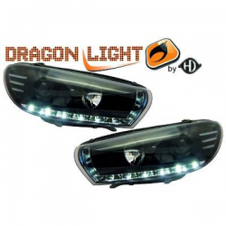 fari con LED diurni, DragonLights, nero SCIROCCO