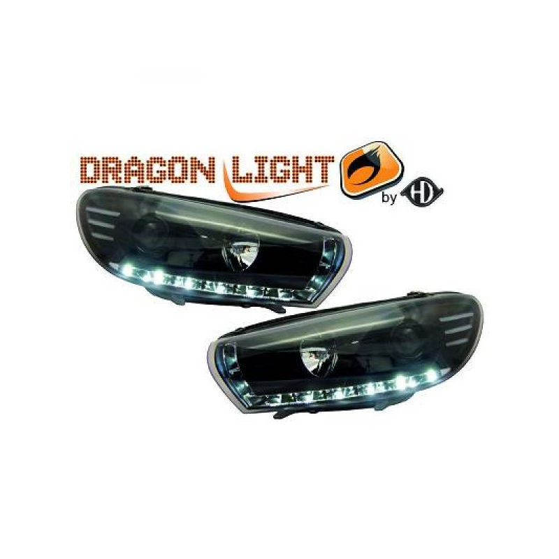 fari con LED diurni, DragonLights, nero SCIROCCO