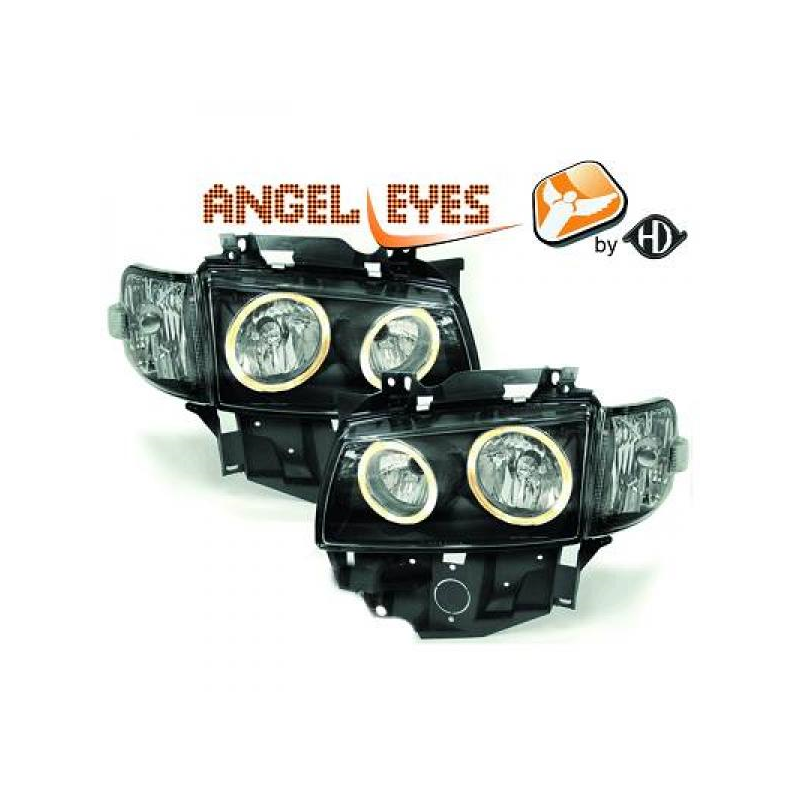 phares design, noir, H7+H7, pour règl. électr., DE+anneaux      T4, 