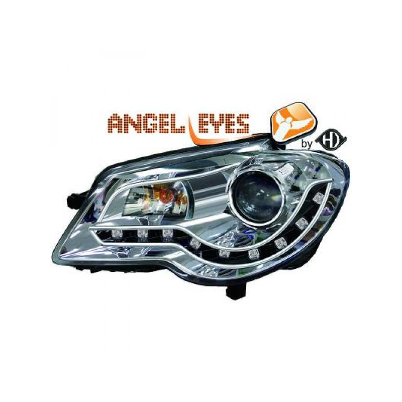 fari con LED diurni, DragonLights, cromo VW Touran, 