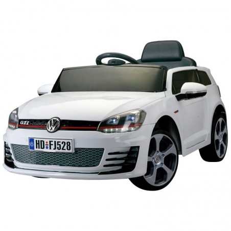 Voiture Enfant Volkswagen Golf VII GTI Blanche Sur batterie 12V Incluse. SD et télécommande - dès 3 ans Voiture Enfant Volkswagen Golf VII GTI Blanche Sur batterie 12V Incluse. SD et télécommande - dès 3 ans