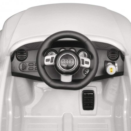 Voiture Enfant Audi TT Blanche Sur batterie 6V Incluse. SD et télécommande - dès 3 ans