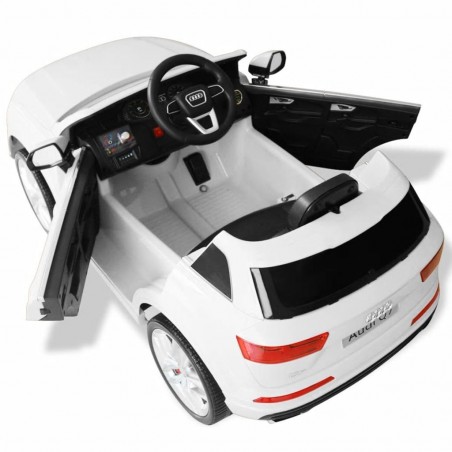 Voiture Enfant Audi Q7 Blanc Sur batterie 6V Incluse. SD et télécommande - dès 3 ans