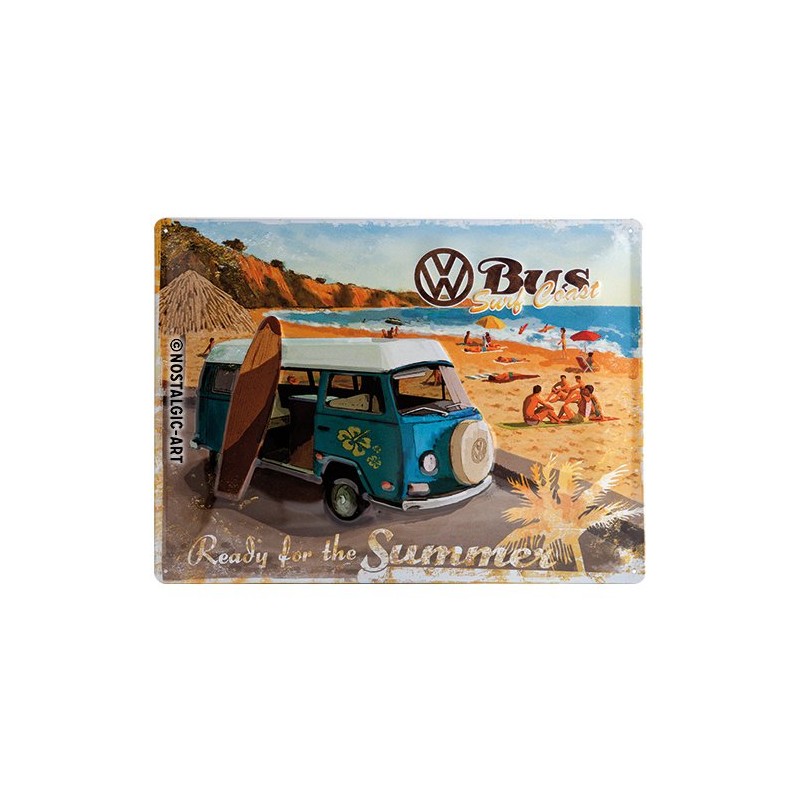 Plaque de Décoration en Métal - Design Rétro - Vintage VW Volkswagen - Ready for the Summer Plaque de Décoration en Métal - Design Rétro - Vintage VW Volkswagen - Ready for the Summer