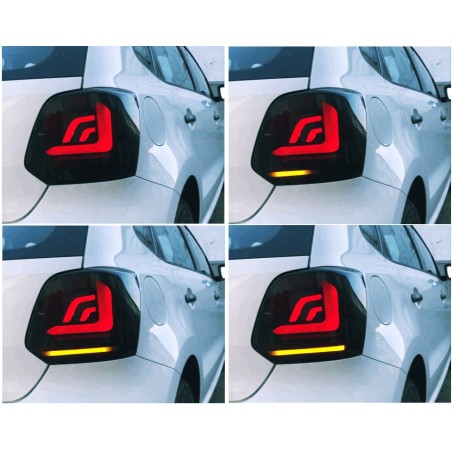 Feux carDNA LED VW Polo 6R rouge/fumé à clignotants dynamique - RV46LLBSY