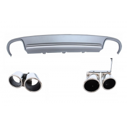 Suitable for AUDI A4 B8 Sedan Facelift (2012-up) Rear Bumper Valance Diffuser & Exhaust Tips S4 Design