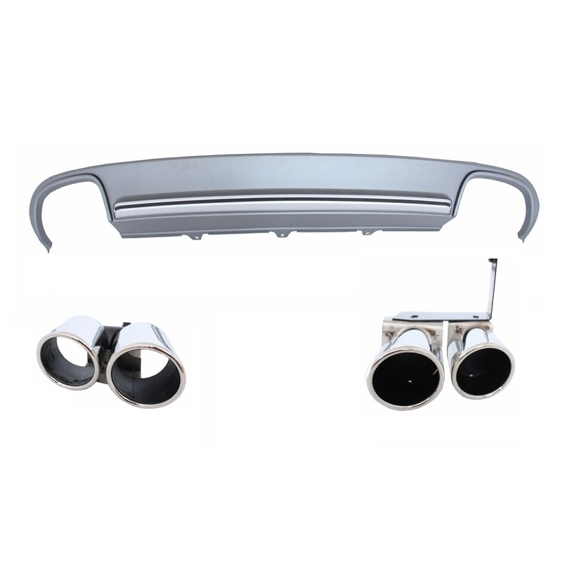 Suitable for AUDI A4 B8 Sedan Facelift (2012-up) Rear Bumper Valance Diffuser & Exhaust Tips S4 Design