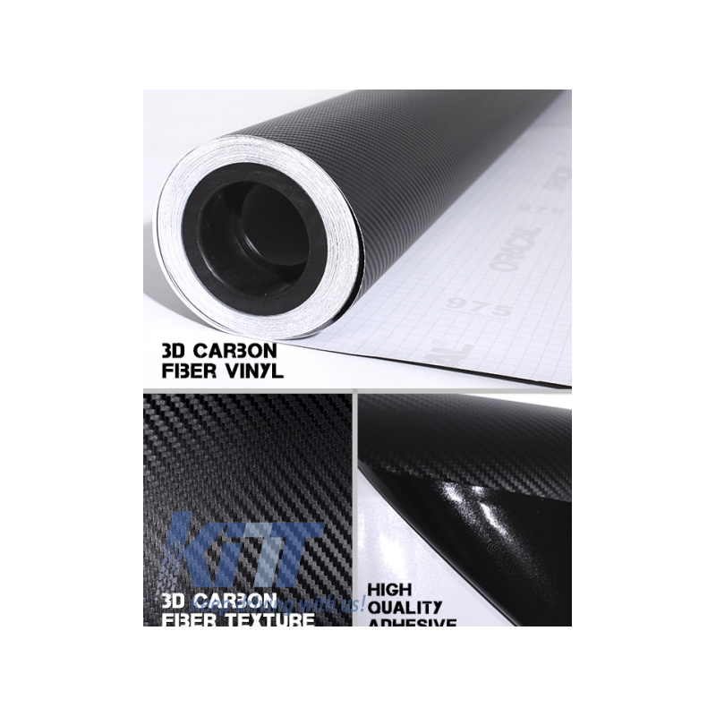 Carbon Fiber Textured Vinyl Auto Wrap 1.27m x 30m Black