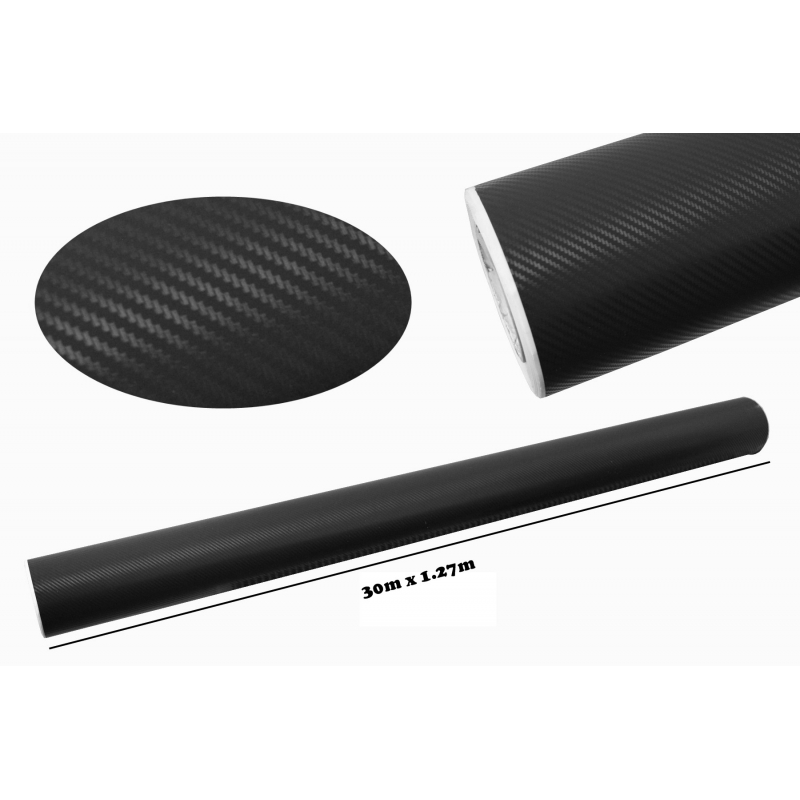 Carbon Fiber Textured Vinyl Auto Wrap 1.27m x 30m Black