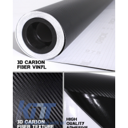 Carbon Fiber Textured Vinyl Auto Wrap 1.52m x 30m Black