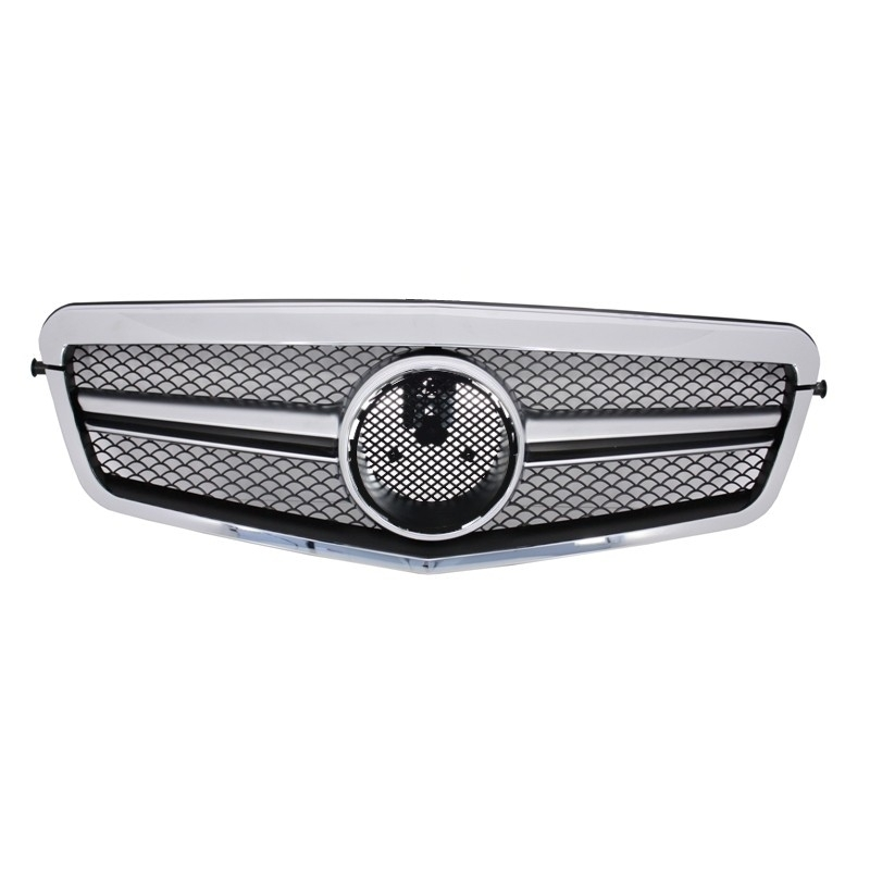 Front Central Grille suitable for MERCEDES Benz E Class W212 S212 (2009-2013) AMG Facelift Single Stripe Design Chrome