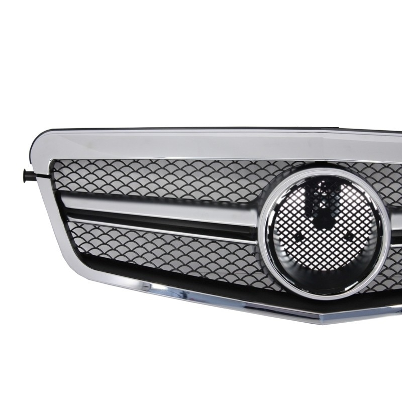 Front Central Grille suitable for MERCEDES Benz E Class W212 S212 (2009-2013) AMG Facelift Single Stripe Design Chrome