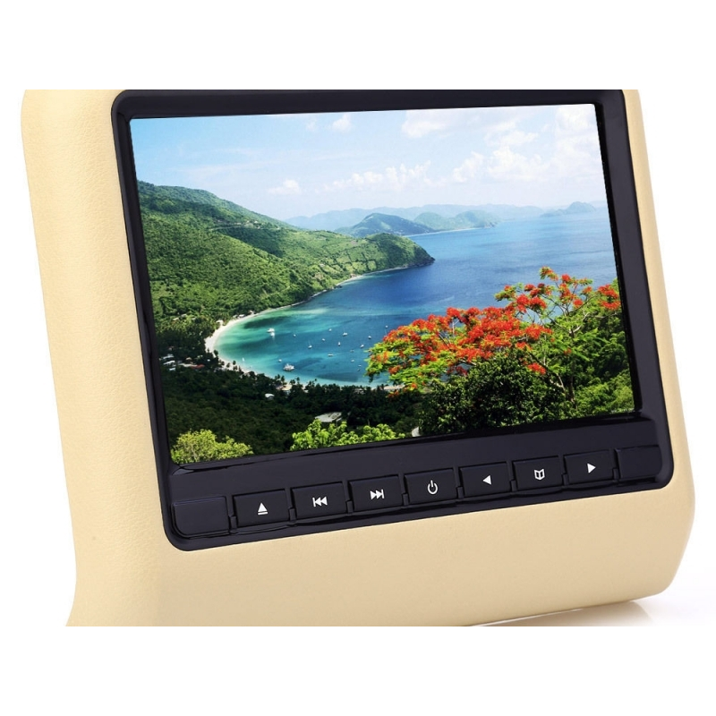 Universal 9 Inch Car Headrest DVD Player HDMI LCD Screen Backsuitable for SEAT Monitor Beige
