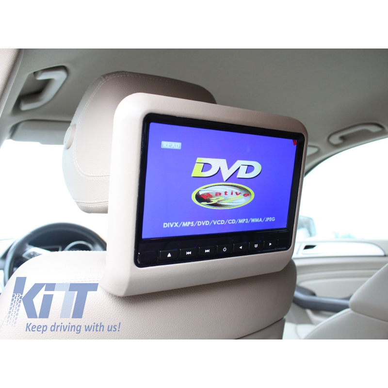 Universal 9 Inch Car Headrest DVD Player HDMI LCD Screen Backsuitable for SEAT Monitor Beige