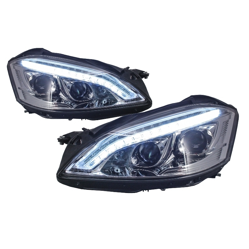 HID Xenon Headlights LED DRL suitable for MERCEDES W221 S-Class (2005-2009) W222 Look Chrome