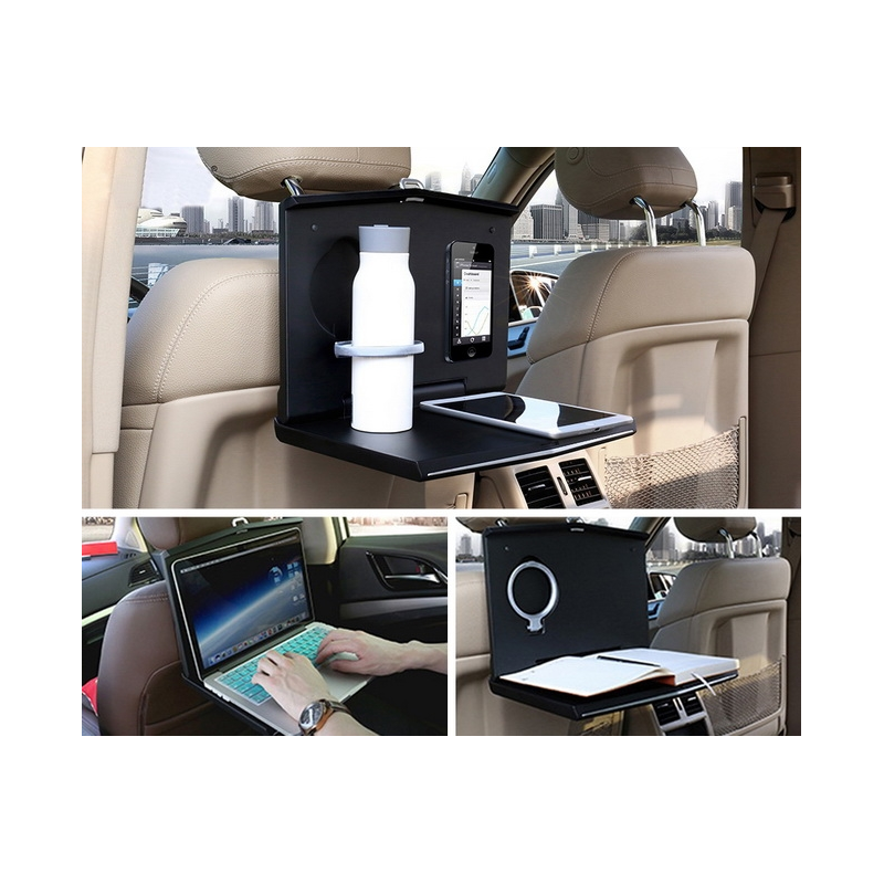 Universal Auto Headrest Desk Laptop Folding Tray Table Worktop Cup Stand Car Back suitable for SEAT