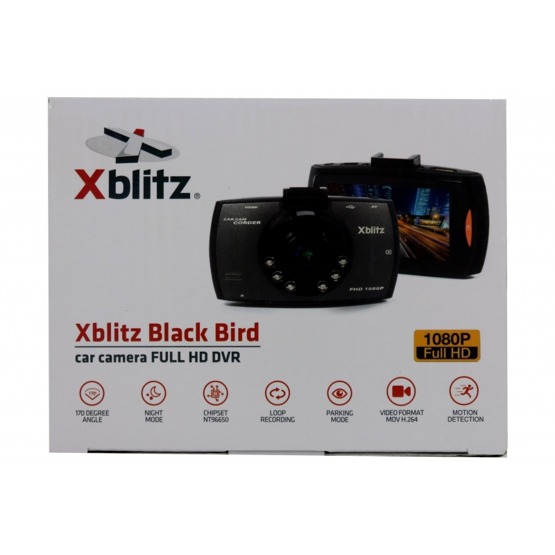 Xblitz Dash Camera Dashboard Recorder DVR Xblitz Black Bird Full HD 1920x1080P, 2.7 Inch Screen, 170 Degrees Lens, Black