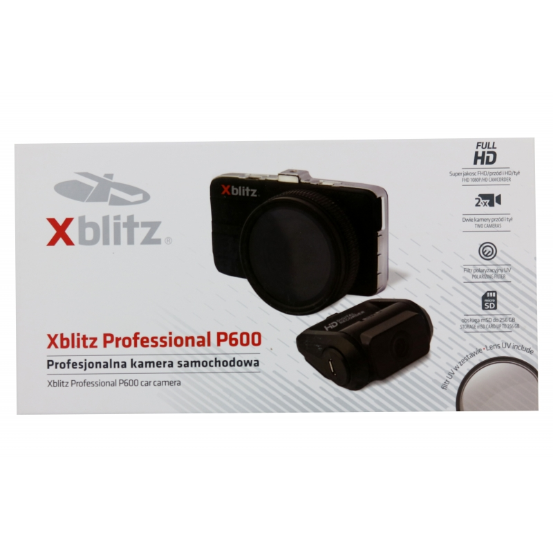 Xblitz Dash Dual Camera Front and Rear Dashboard Recorder DVR Professional P600 Full HD 1920x1080P, 2,7 Inch, 165 Degrees Lens, 