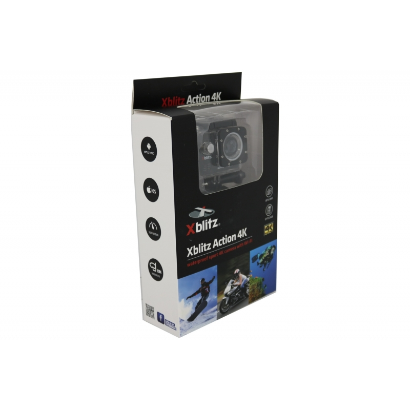 Xblitz Action Camera 4k Full HD 1920x1080P, 2 Inch Screen, 170 Degrees Lens, With Wi-Fi, Waterproof, Black
