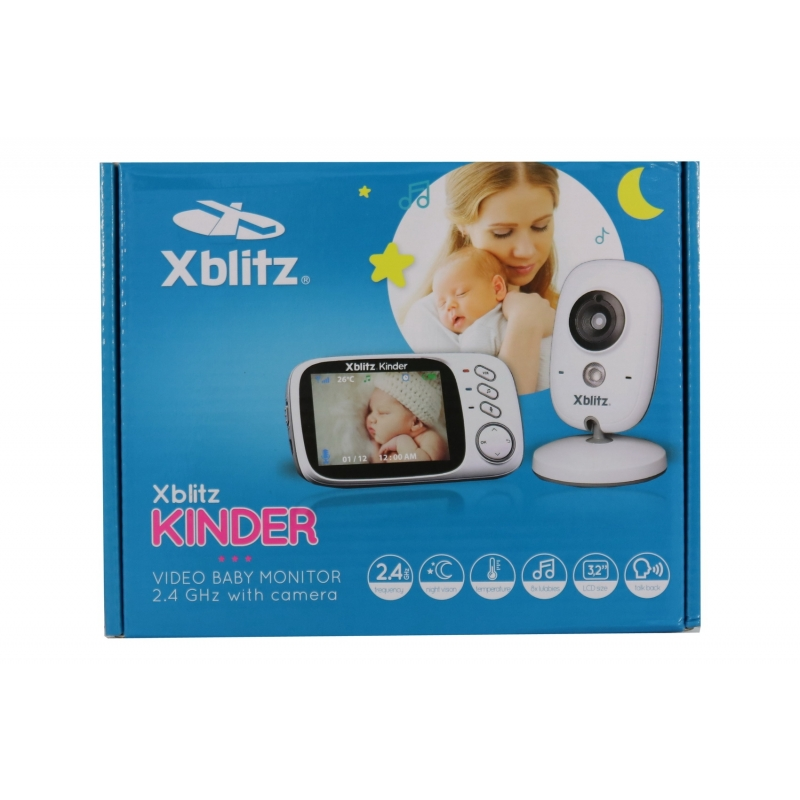 Xblitz Kinder Electronic Nanny Baby Monitor, Wireless, 2,4 GHZ, 3.2 Inch TFT LCD Screen , Night Vision, Bidirectional Communicat