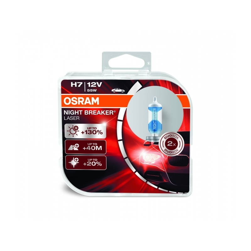 OSRAM NIGHT BREAKER LASER H7 Halogen Headlamp 64210NBL HCB 12V Duobox (2 Units)