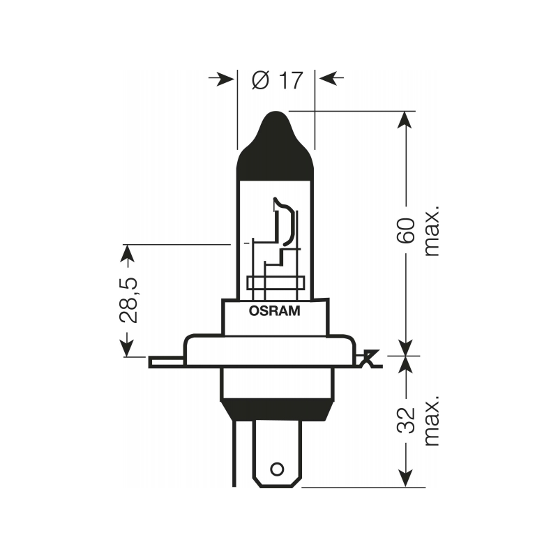 OSRAM Halogen Headlamp  64193 H4 12V 60/55W carton box (1 unit)