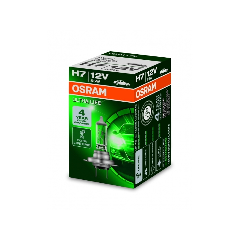 OSRAM ULTRA LIFE H7 Halogen Headlamp 64210ULT 12V carton box (1 unit)