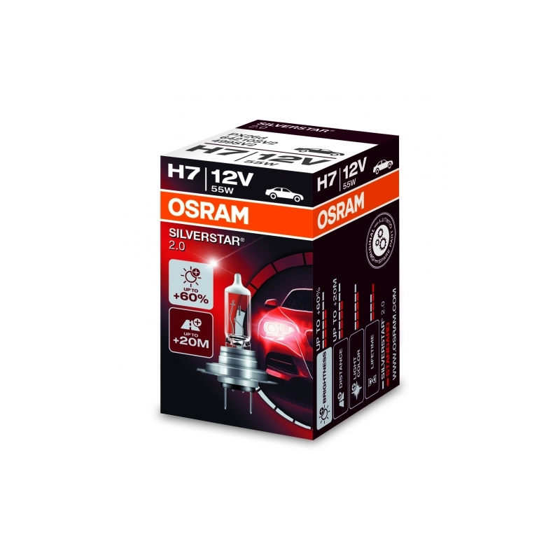 OSRAM Halogen Headlamp Bulb SILVERSTAR 2.0 64210SV2 H7 12V 55W carton box (1 unit)