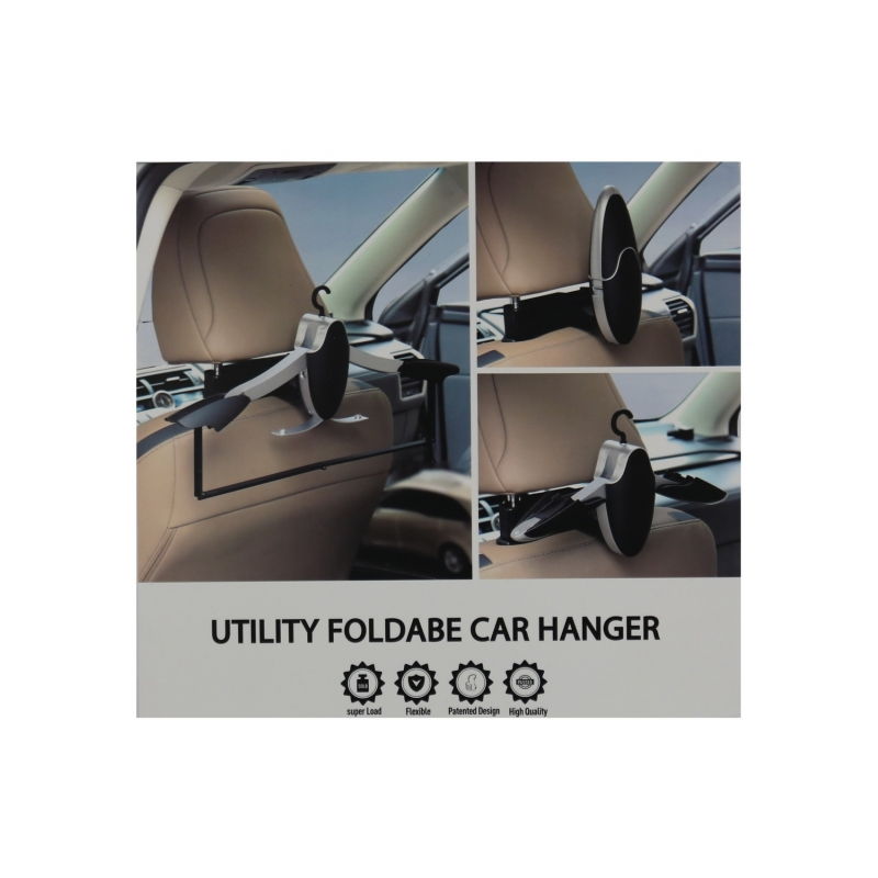Multifunctional Detachable Car Coat Hanger Headrest and Foldable Gray