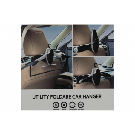 Multifunctional Detachable Car Coat Hanger Headrest and Foldable Gray Multifunctional Detachable Car Coat Hanger Headrest and Foldable Gray