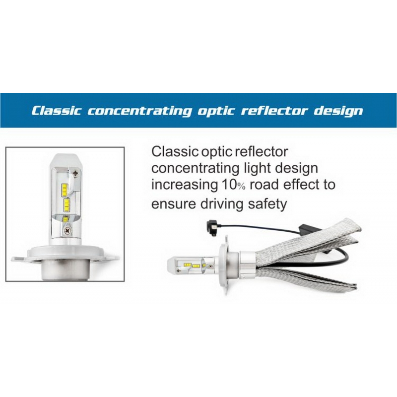 LED Headlights Bulbs Lumileds Z ES 6000K H7 Can-Bus 360, 50 W, 4000 Lumens, Adjustable Metal Socket